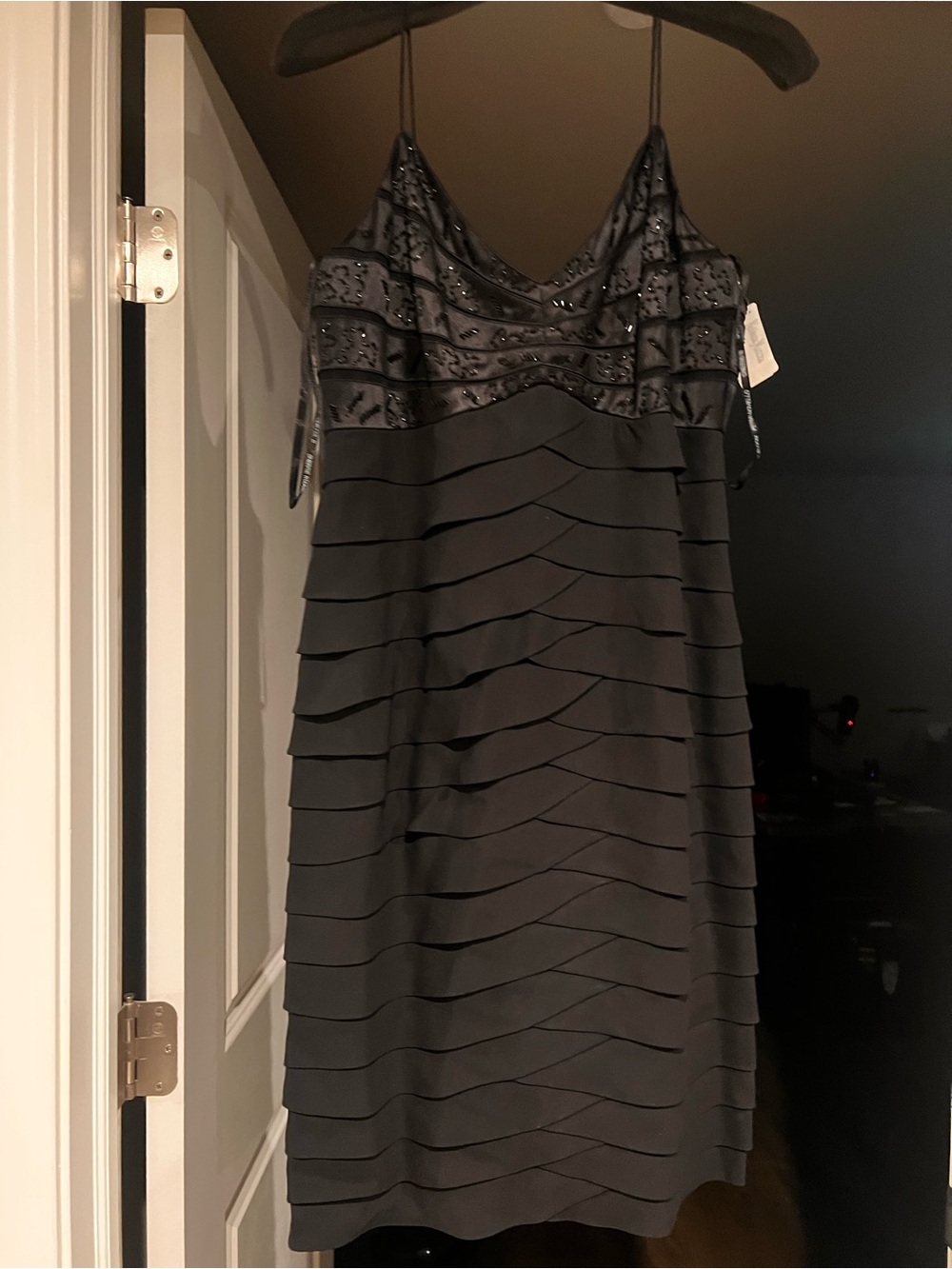 Vintage Y2K Chetta B Black Beaded Tiered Dress NWT